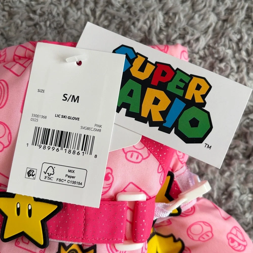 NWT•Super Mario•Princess Peach Girls’ Ski Gloves | Small/Medium